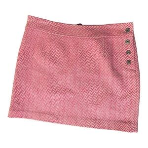 Vineyard Vines Pink Herringbone Wool Skirt Short Button Closure 8